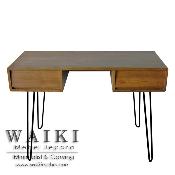  Meja  Kerja Kayu Besi Hairpin Metal Wood Writing Desk 