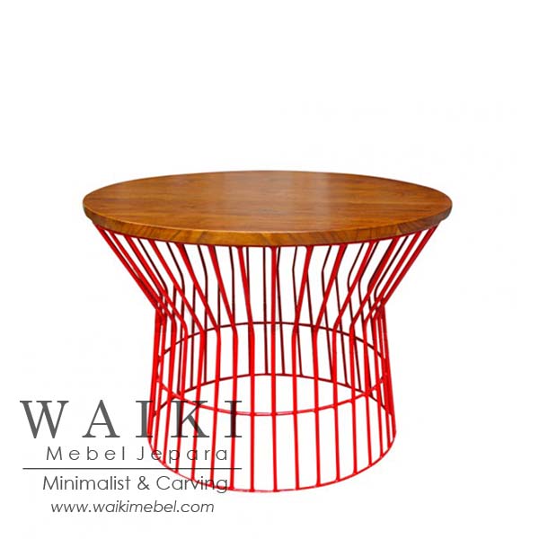  Meja  Kawat Kayu Besi Coffee Table Furniture Metal 